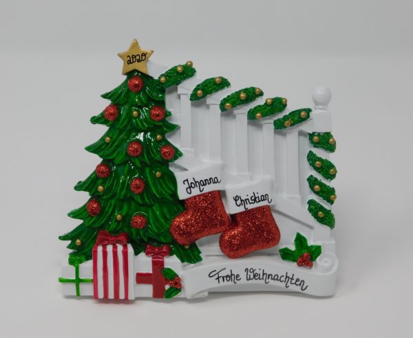 Geschenktüte Personalisierte "Treppe" Familie von 3 und 5 Weihnachtsbaumschmuck